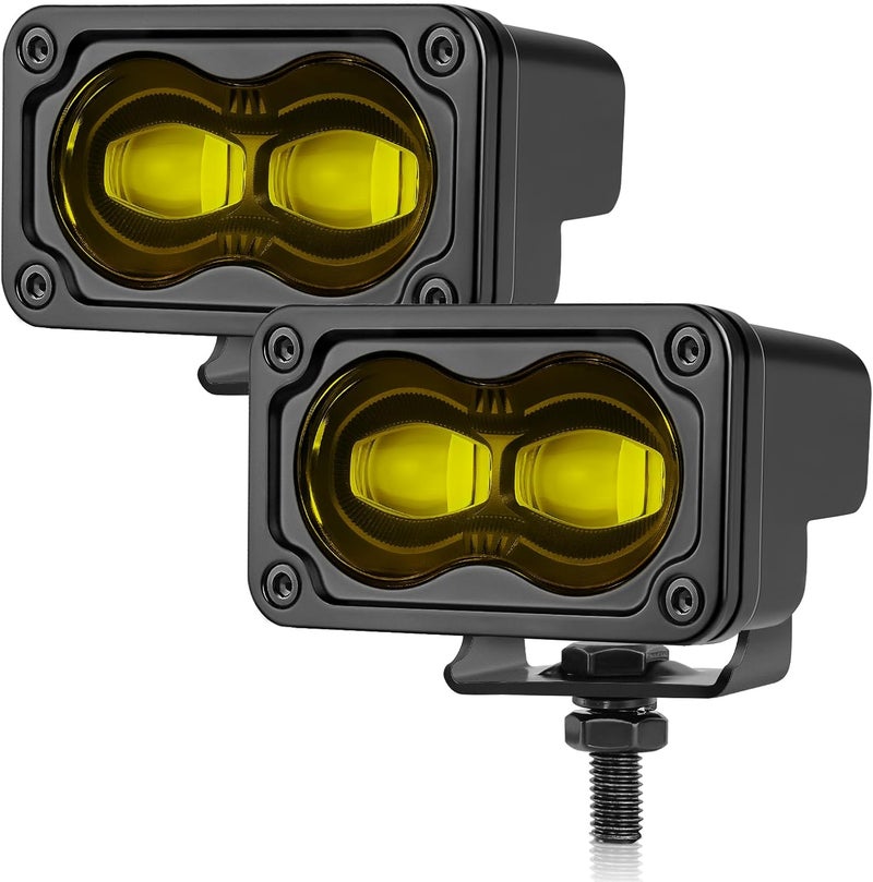 Auto Power Plus SAE Fog Lights Yellow 3 Inch LED Pod Light Bar Street Legal DOT Approved Off Road Driving Light Cube 2PCS Bumper Fog Lights For Truck Pickup Motorcycle ATV UTV Boat - Image 1